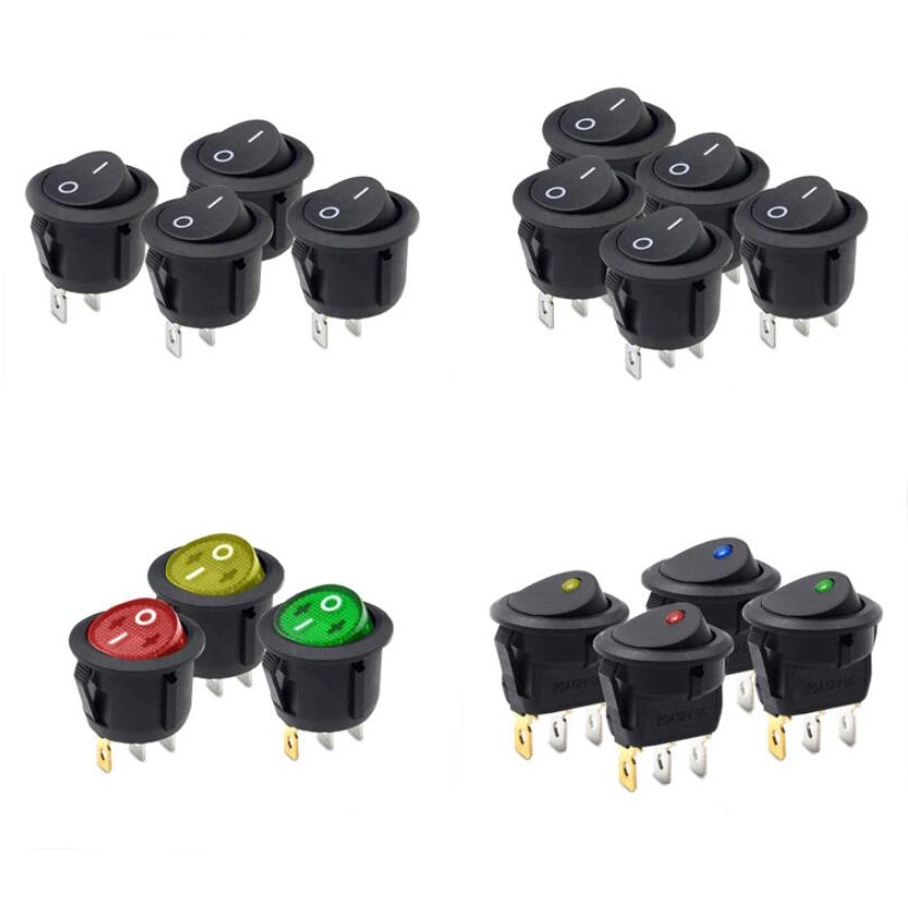 Small Mini Round / Square Head Switch 2 Pin /3 Pin Rocker Switch